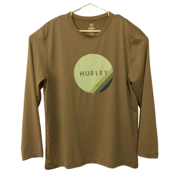 Hurley tshirt mens L LArge gray performance long sleeve surf skate stretch - Picture 1 of 8